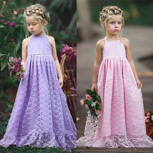 Lace Flower Girl Dresses 2019 Halter Pageant Dresses For Girls Kids Prom Dresses Communion Dresses vestidos infantil de festa