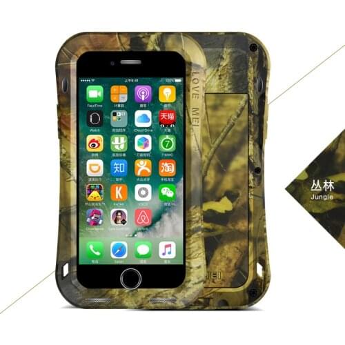 LOVE MEI Camouflage Small Waist Metal Case For iPhone 7 8 7 Plus 8 Plus Aluminum Armor Shockproof Cover For iPhone7 7Plus 8Plus