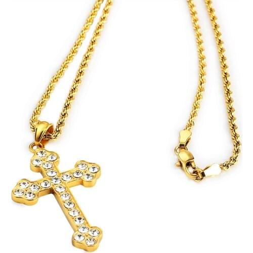Fashion Stainless Steel Cross Pendants Necklace Jewelry for Men and Women Various Styles of Crystal Pendant Best Gift