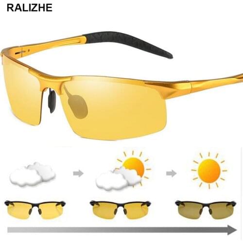 High Quality Men Day Night Vision Glasses Polarized Photochromic Discoloration Lens Anti-glare UV400 Yellow Driving Goggle Sport