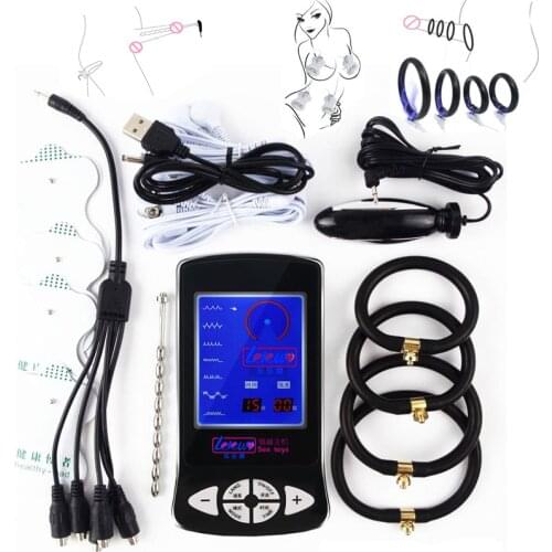 SM Electric Shock Kit Electro Stimulation Penis Ring Anal Plug Urethral Catheter Massage Pad Penis Extender Medical Male Sex Toy