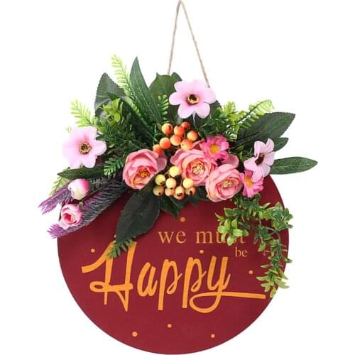 Welcome Sign Spring Sunflower Wreath Artificial Flower Wall Hanging For Front Door 11.8 Inch Decoration Wooden Signs