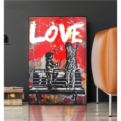 Large Size Street Abstract Graffiti Love Poster Mural Family Bedroom Childrens Room Wall Decoration Canvas Art (no Frame)