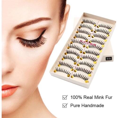 10 Pairs/box Of False Eyelashes Natural Curling Thick Eyelashes Handmade Smoky Makeup Stage Makeup Cosmetics