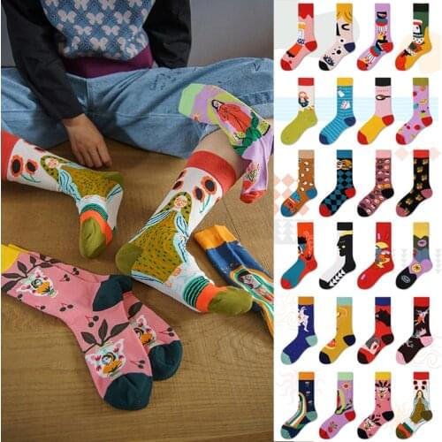 Spring New Arrived Happy Socks Men Funny Art BritishStyle Streetwear Hip Hop Designer Crew Socks Gift