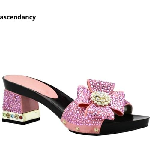 New Design African Lady Slippers 2018 Summer High Heels Women Shoes High Quality African Sandals Pumps Shoe for African Wedding