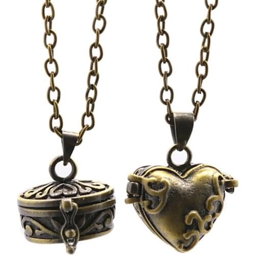 Retro brass openable hollow commemorative pet ashes hair necklace pendant bronze love religious jewelry ожерелье