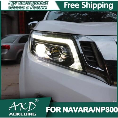 For Car Nissan Navara Headlights 2015-2020 DRL Day Run Light LED Bi Xenon Bulb Fog Light Car Accessory Nissan NP300 Head Lamp