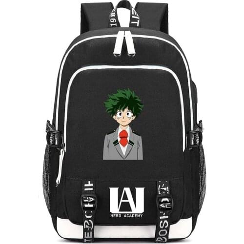 Cosplay Anime My Hero Academia Backpack Cartoon Print Backpack Laptop School Bag with USB Charging,For Boy Grl Bag 2021