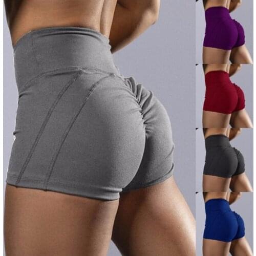 5 Colors Womens Shorts Summer Elastic Waist Sporting Shorts Casual Seamless Push Up Shorts For Female Fitness Short Pants