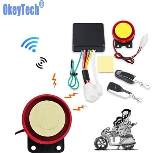 OkeyTech Motorcycle Keyless Entry Moto Alarm System Universal Anti-theft Security System Speaker Remote Control Engine Start