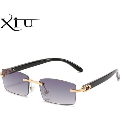 XIU buffalo horn sunglasses rimless square luxury designer white black buffs sun glasses trendy eyewear gafas de sol hombre