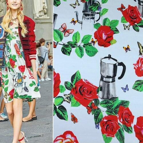 Thin Digital Print 60S Cotton Fabric for Sewing Women Children Clothing Flower Printed Fabric Sewing DIY tissus Cloth Material