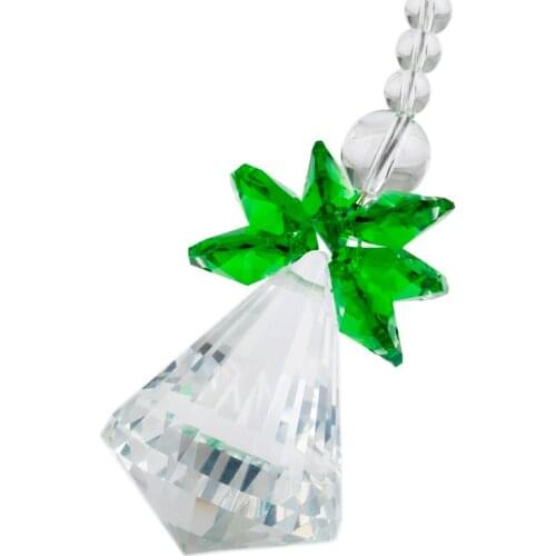 TUMBEELLUWA Green Clear Crystal Guardian Angel Ornament Pendant Hanging,Christmas Decoration,Handcrafts
