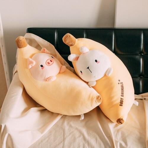 Comfortable Banana Doll Bunny Sheep Plush Toy Sleeping Pillow Appease Pillow Long Pillow Birthday Gift Toys For Children