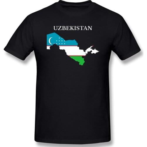 Uzbekistan Map Flag Nerdy Mens Basic Short Sleeve T-Shirt R282 Tops Tees European Size