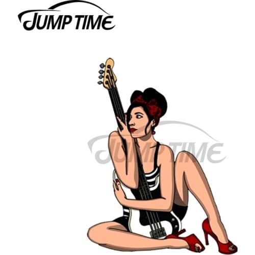 Jump Time 13 x 10cm For Rockabilly Bassist Pin Up Vinyl Car Stickers Cartoon Decal Custom Laptop Suitable for VAN RV Decoration