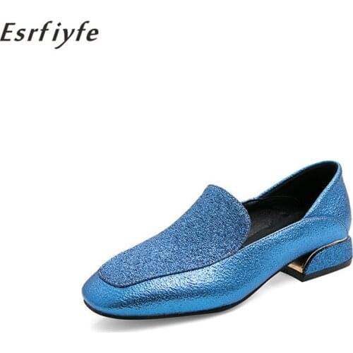ESRFIYFE New fashion Women PU Leather Shoes Loafers Casual Low-heels Female Comfortable Pumps Party Shoes Woman Large Size 34-45