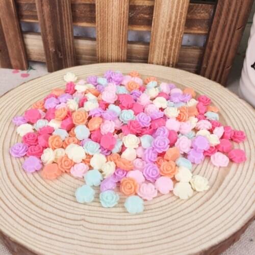 100 Pcs/Lot Multicolor Flower flatback Resin Cabochons Scrapbooking Embellishments Crafts Diy decor Headwear accessories