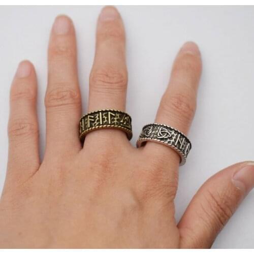 12pcs Scandinavian Norse Viking Rune Ring Vintage Unisex Wedding Engagement Ring