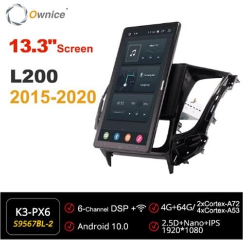 13.3 Inch 1920*1080 Ownice Android 10.0 Car Radio forMitsubishi Triton L200 2015-2020 GPS Multimedia Player Auto Rotatable
