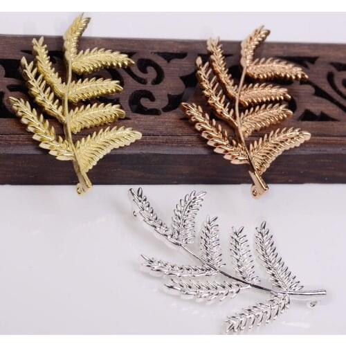 2 Pieces 45*33mm Metal Copper Leaf Decorative Pendant Diy Jewelry Making Accessories