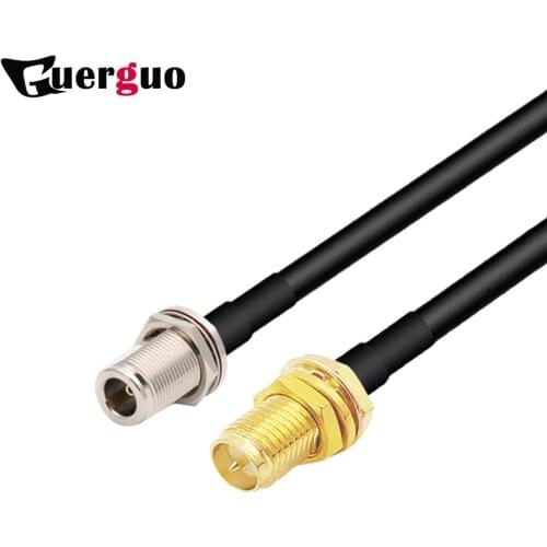 2pcs RG58 Cable Waterproof N Type Female Bulkhead to RP SMA Female Right Angle Coaxial Pigtail Extension Cord RF Jumper Adapter