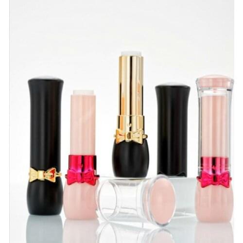 12.1mm Pink Black Cute Lipstick Tube Bowknot Design Makeup Cometics Lip Balm Sub Package Empty Lipbalm Container 20Pcs