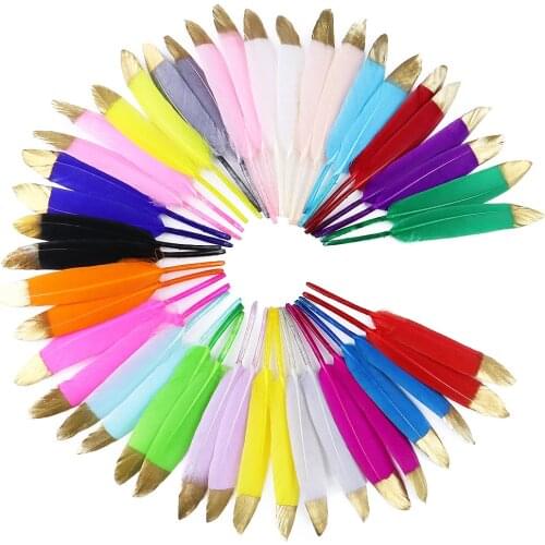 24PCS/BAG Golden Goose Feathers 10-15cm for DIY Jewelry Crafts Decorative Accessories Beautiful Plumes Wholesale Multicolor