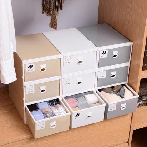 3pcs Japanese Style Large Plastic Storage Box Drawer Underwear Storage Box Necktie Socks Underwear Clothing Organizer Container