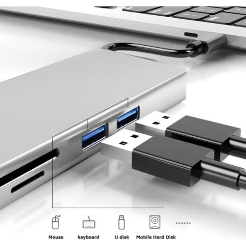 HW-TC12 type USB C HUB Type C to VGA RJ45 USB 3.0 PD 100W Adapter For Macbook Air Pro iPad Pro M1 PC Accessories USB HUB