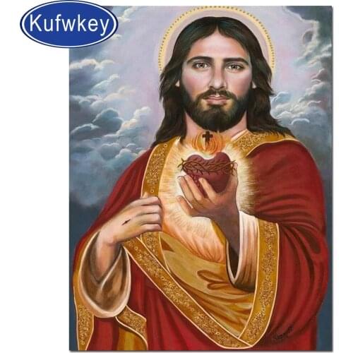 Jesus heart 5D DIY diamond painting full square round drill 3D embroidery cross stitch home decoration Religious people gift