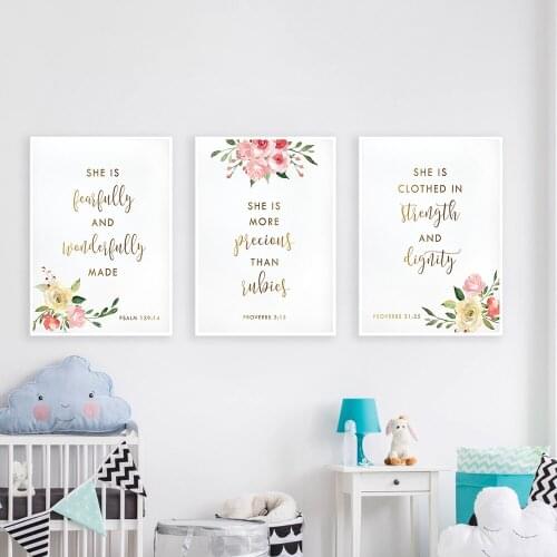DIY Diamond Painting Bible Psalm 139:14 Christian Nursery Cross Stitch Watercolor Flower 5D Full Diamond Embroidery Mosaic Home