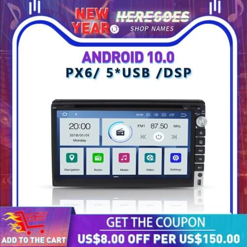 PX6 DSP IPS Android 10.0 4GB +64GB RDS Radio GPS wifi Bluetooth 5.0 wifi Car multimedia DVD player 2 Din for Universal Nissan