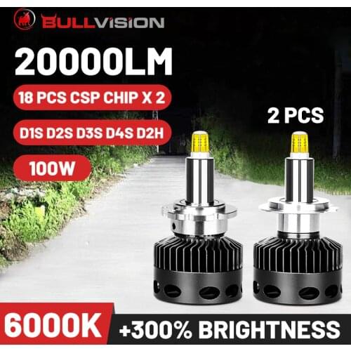 Bullvision 20000LM D2S D1S Xenon Lamp D4S H7 H1 Led 360 Headlight D3S 6000K Light Bulb On Car 9005 9006 Ice For Auto HB3 HB4 12V