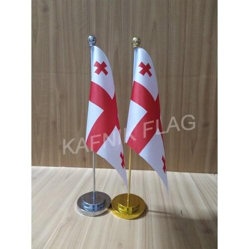 KAFNIK,Georgia Office table desk flag with gold or silver metal flagpole base 14*21cm country flag free shipping