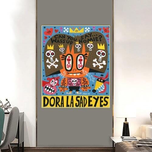 Jorge R. Gutierrez《Dora La Sad eyes》Canvas Oil Painting Aesthetic Picture Poster Wall Hanging Decor Home Living Room Decoration