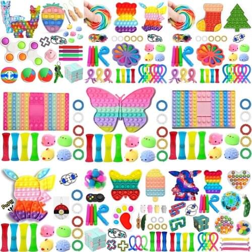 Fidget Toys Antistress Toy Set Stretchy Strings Push Gift Pack Adults Children Squishy Sensory Anti Stress Relief Figet Toys Kit