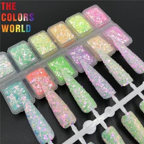 TCT-574 Chunky Iridescent Rainbow Nails Glitter Nail Art Decoration Nail Design Tumbler Crafts DIY Manicure Festival Accessories