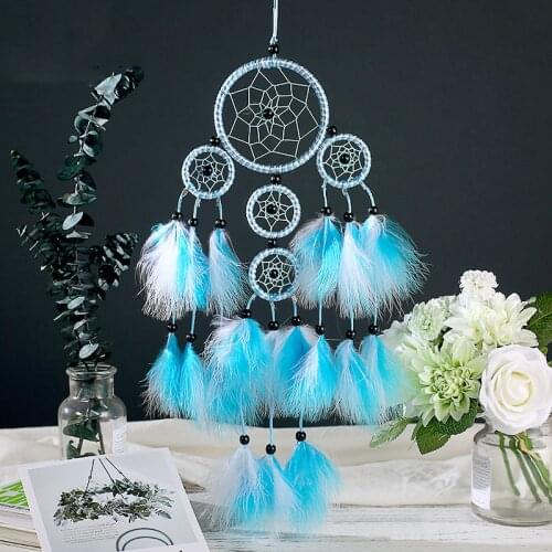 Creative handmade dream catcher home decoration ornaments gifts wind chimes feathers multi-ring wall-mounted bedroom living room