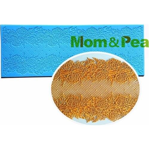 Mom&Pea MPL501 Free Shipping Lace Mold Cake Decoration Fondant Cake 3D Mold Food Grade Silicone Mould