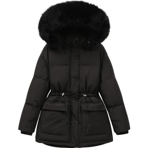 New Short Puffer Jacket Women Korean 2021 Winter Thick New 90% White Duck Down Large Fox Fur Hooded Outwear Female