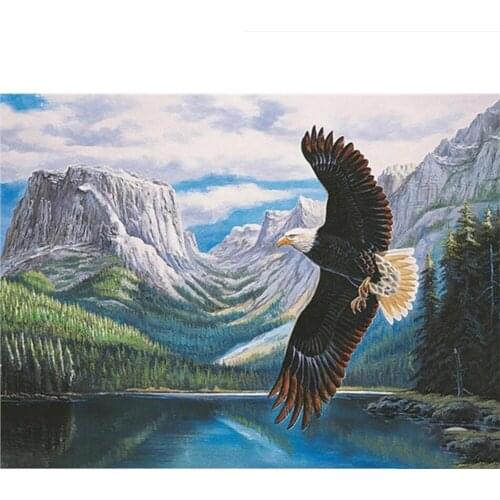 KAMY YI DIY 5D Full Drill Square Diamond Painting Eagle Cross Stitch Diamond Embroidery Animal Mosaic Needlework Home Decoration