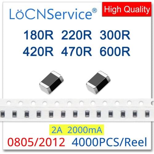 LoCNService 0805/2012 100MHZ 4000PCS 2A Multilayer Chip Ferrite Beads 180R 220R 300R 420R 470R 600R 25% High quality 2000mA