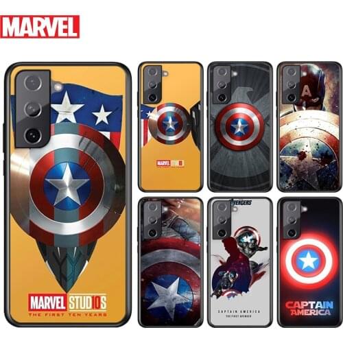 Marvel Captain America Shield For Samsung Galaxy S21 S20 FE S10e S10 S9 S8 S7 S6 Ultra Plus Lite 5G Edge Black Soft Phone Case