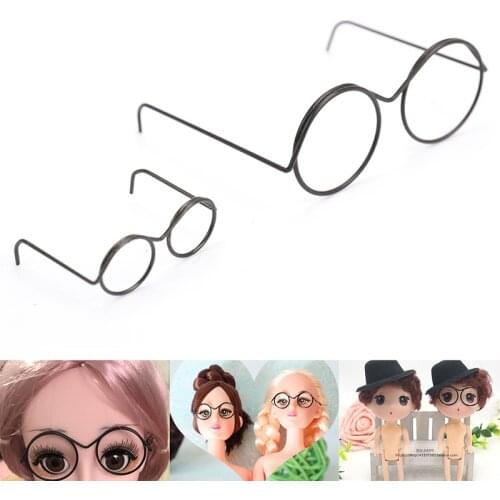 Fashion Round Frame Lensless Retro Cool Doll Glasses For Doll Accessories