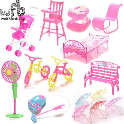 Fashion Cute Baby car Bed Chair Bicycle Cleaner Fan for Doll Toy Accessories Gift different style