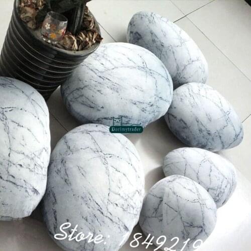 Dorimytrader A SET ( 6 pieces) Natural Stone Decoration Big Stuffed Soft Simulated Mercury Stone Pillow ( with COTTON ) DY61072