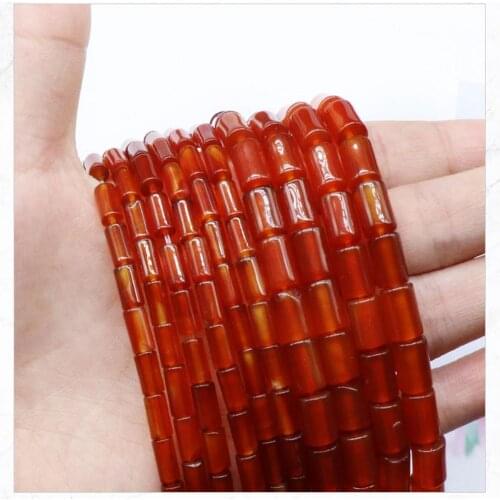 Wholesale 6pcs/Lot Natural Red Agatess 4x7mm 6x9mm Polishing Cylinder String Beads DIY Hairpin Step Shake Accessories