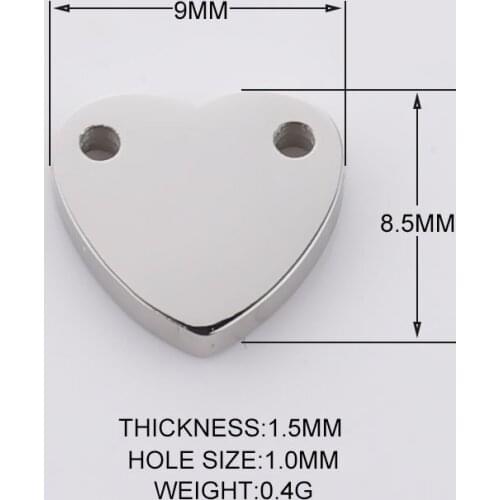 Pendant For Necklace/bracelet/keychain DIY Handmade 5pcs 9*8.5mm Mirror polishing Stainless steel Small Heart Connector Charm